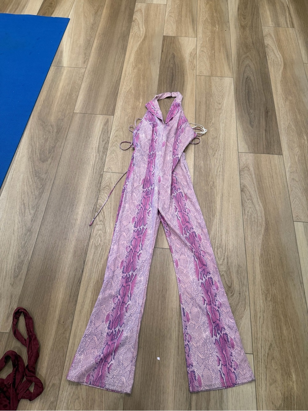 Y2K Kitty Pink Snake-Print Halter Jumpsuit